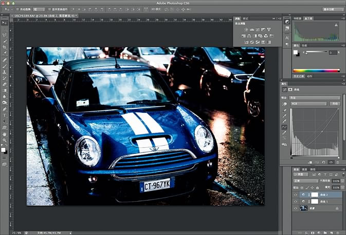 ACR+Photoshop打造质感、阴郁的雨天汽车图片